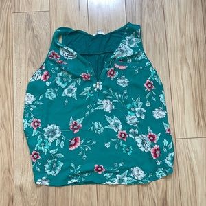 Candies Green Floral Blouse Tank